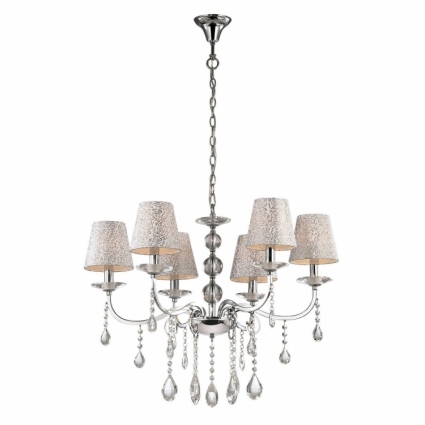 Подвесная люстра Ideal Lux Pantheon SP6 Cromo в стиле арт-деко, цвет серебро