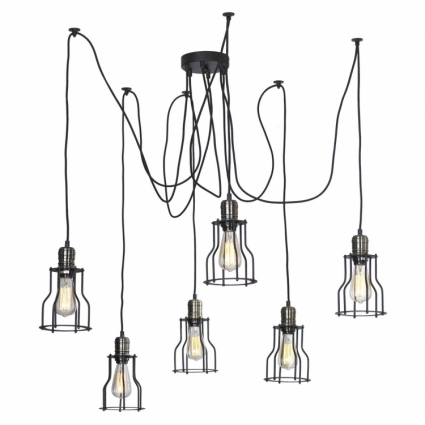 Подвесная люстра Lussole Loft IV LSP-9310 в стиле лофт, цвет черный