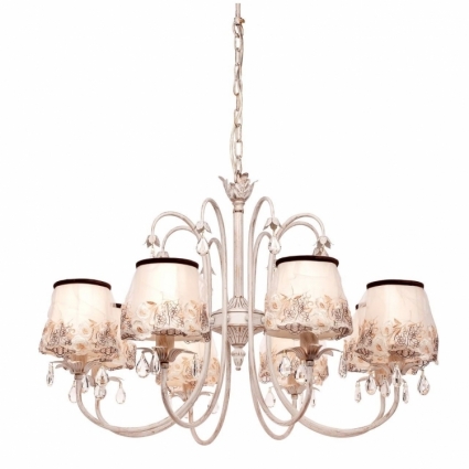 Подвесная люстра Silver Light Laura 718.51.8 в стиле прованс, цвет белый