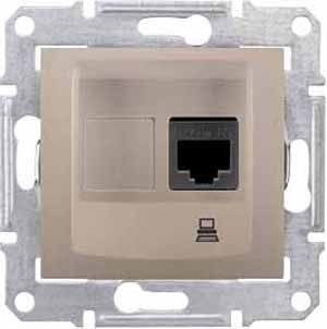 Розетка компьютерная RJ45 Schneider Electric Sedna UTP SDN4300168 в современном стиле, цвет титановый