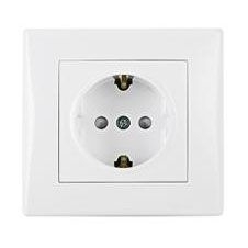 Розетка Schneider Electric Sedna с/з со шторками 16A 250V SDN3009121 в современном стиле, цвет белый