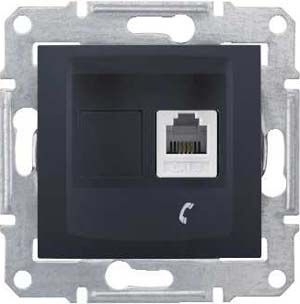 Розетка телефонная RJ11 Schneider Electric Sedna SDN4101170 в современном стиле, цвет черный