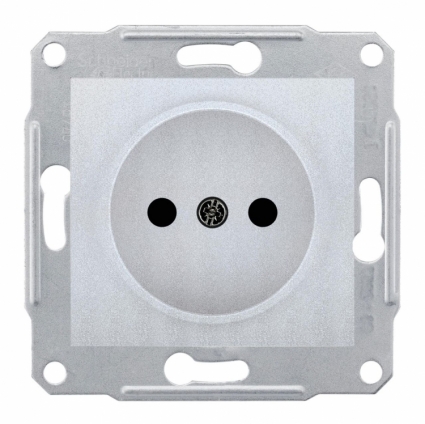 Розетка Schneider Electric Sedna б/з без шторок 16A 250V SDN2900160 в современном стиле, цвет серебро