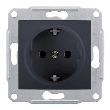 Розетка Schneider Electric Sedna с/з без шторок 16A 250V SDN3000570 в современном стиле, цвет черный