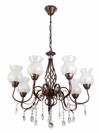 Подвесная люстра Toplight Kelli TL5680D-07PG в стиле кантри, цвет белый