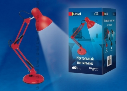 Настольная лампа (UL-00002121) Uniel TLI-221 Red E27 в современном стиле, цвет красный