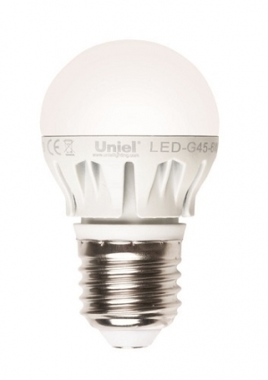 Uniel Лампа светодиодная (08139) E27 6W 4500K шар матовый LED-G45-6W/NW/E27/FR ALM01WH