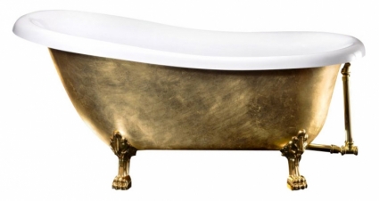 Акриловая ванна BelBagno BB04-ORO/BIA золото овальная,  в стиле ретро