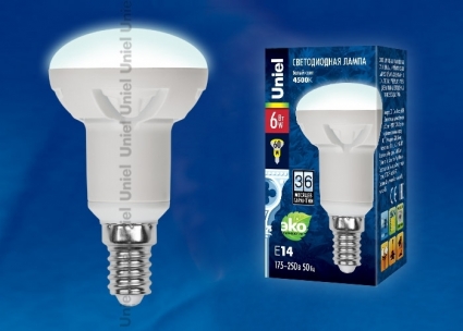 Uniel Лампа светодиодная E14 6W 4500K рефлектор матовый LED-R50-6W/NW/E14/FR PLP01WH цвет белый