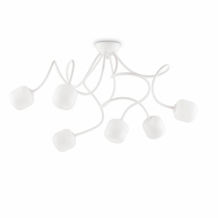 Потолочная люстра Ideal Lux Octopus PL6 Bianco в современном стиле, цвет белый