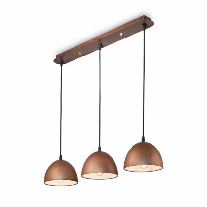Подвесной светильник Ideal Lux Folk SP3 в современном стиле, цвет коричневый, мощность 180 Вт