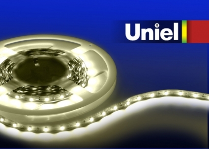 Светодиодная лента Uniel (04911) 5М теплый белый ULS-3528-60LED/m-8mm-IP33-DC24V-4,8W/m-5M-WW, в современном стиле, цвет белый