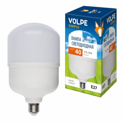 Volpe Лампа LED сверхмощная (UL-00002906) E27 40W (350W) 6500K LED-M80-40W/DW/E27/FR/S цвет белый