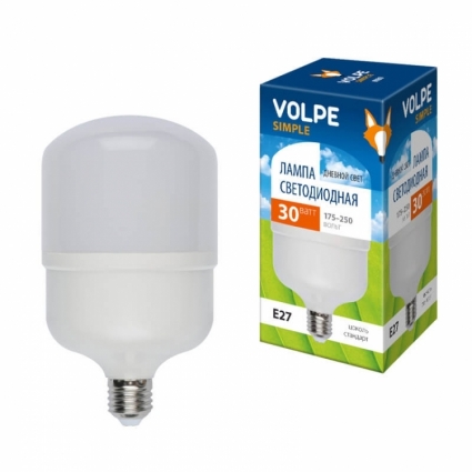 Volpe Лампа LED сверхмощная (UL-00002942) E27 30W (260W) 6500K LED-M80-30W/DW/E27/FR/S цвет белый