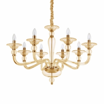 Подвесная люстра Ideal Lux Danieli SP8 Ambra в стиле арт-деко, мощность 320 Вт