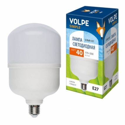 Volpe Лампа LED сверхмощная (UL-00002905) E27 40W (350W) 4000K LED-M80-40W/NW/E27/FR/S цвет белый