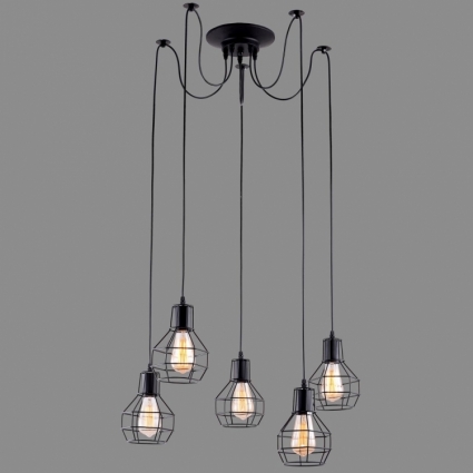 Подвесная люстра Arte Lamp A1109SP-5BK в стиле Хай-тек, цвет черный, мощность 300 Вт