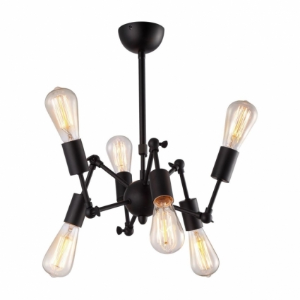 Подвесная люстра Arte Lamp A9190LM-6BK в стиле лофт, цвет черный, мощность 240 Вт