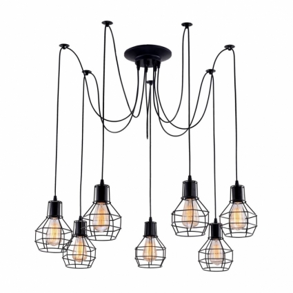 Подвесная люстра Arte Lamp A1109SP-7BK в стиле Хай-тек, цвет черный, мощность 420 Вт