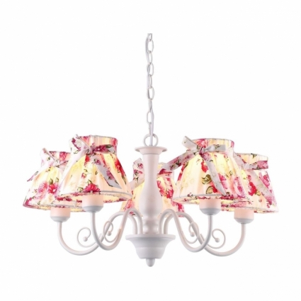 Подвесная люстра Arte Lamp A7021LM-5WH в стиле прованс, цвет белый, мощность 200 Вт