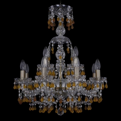 Подвесная люстра Bohemia Ivele 1410/8+4/195/XL-66/Pa/V1003 в классическом стиле, цвет желтый
