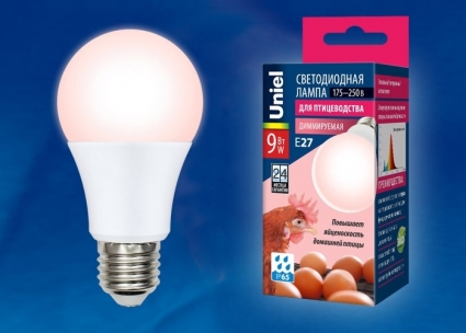 Uniel Лампа светодиодная диммируемая для птиц E27 9W LED-A60-9W/SCEP/E27/FR/DIM IP65 PLO65WH цвет белый