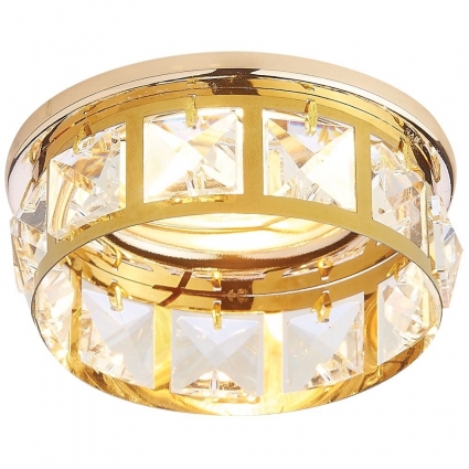 Встраиваемый светильник Ambrella light Crystal K101 CL/G в современном стиле, цвет золотой
