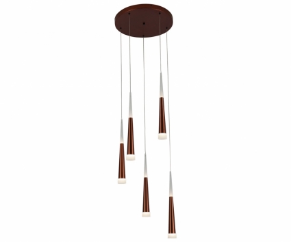 Подвесная светодиодная люстра Kink Light Рэй 6114-5A,04, в современном стиле, цвет коричневый