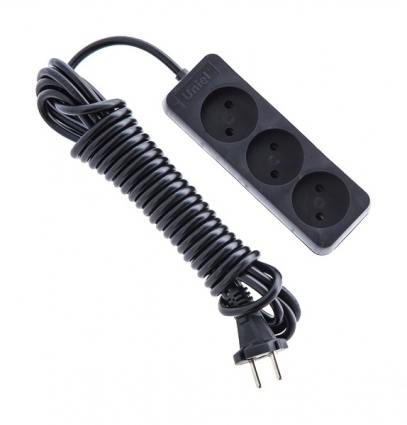 Удлинитель (UL-00003604) 3гн х 3м б/з Uniel Standard S-CD3-3 Black цвет черный, мощность 2500 Вт