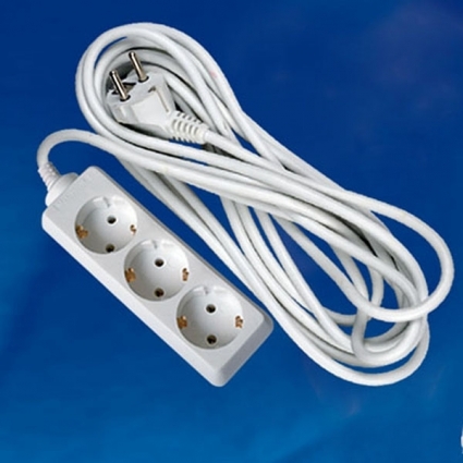 Удлинитель (02893) 3гн х 7м с/з Uniel Standard S-GCD3-7 цвет белый, мощность 3500 Вт