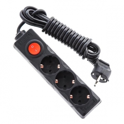 Удлинитель (UL-00003608) 2гн х 3м с/з Uniel Standard S-GCD3-3B Black цвет черный, мощность 3500 Вт