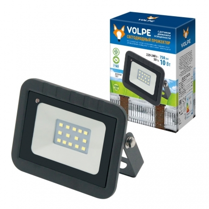 Прожектор светодиодный (UL-00003168) Volpe 10W 6500K ULF-Q512 10W/DW Sensor IP65 220-240B Black в современном стиле, цвет черный
