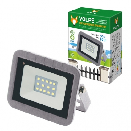 Прожектор светодиодный (UL-00003347) Volpe 10W 6500К ULF-Q592 10W/DW Sensor IP65 220-240B Silver в современном стиле, цвет серый
