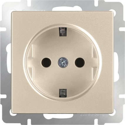 Werkel Розетка с заземлением и шторками шампань WL11-SKGS-01-IP44 4690389124563, цвет бежевый