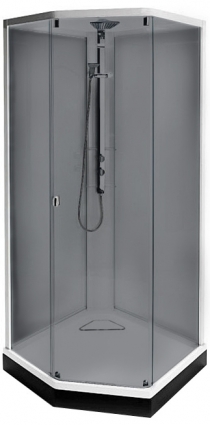 Душевая кабина IDO Showerama 8-5 90x90 стекло тонир., проф. белый, многоугольная, двери раздвижные