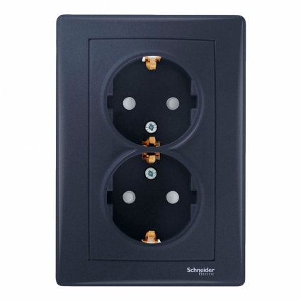 Розетка двойная Schneider Electric Sedna с/з со шторками SDN3000770 в современном стиле, цвет графит
