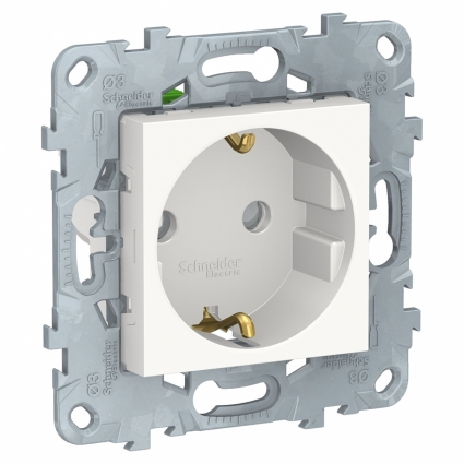 Розетка с заземлением, со шторками Schneider Electric Unica New NU505718, цвет белый