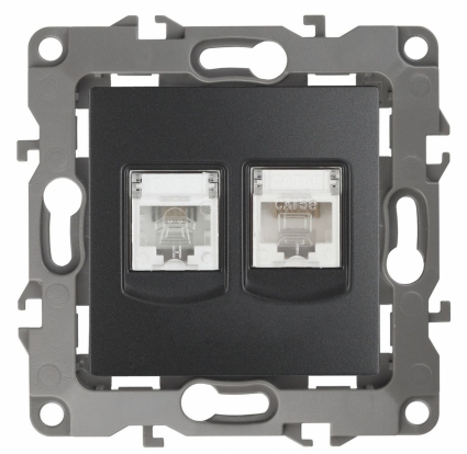 Розетка комбинированная RJ45+RJ11 ЭРА 12 12-3109-05 в стиле Хай-тек