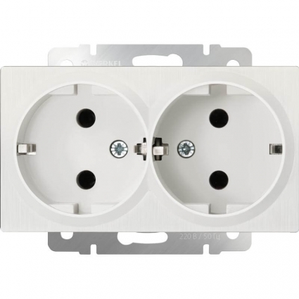 Розетка двойная Werkel перламутровый рифленый WL13-SKG-02-IP20 4690389131295 в современном стиле