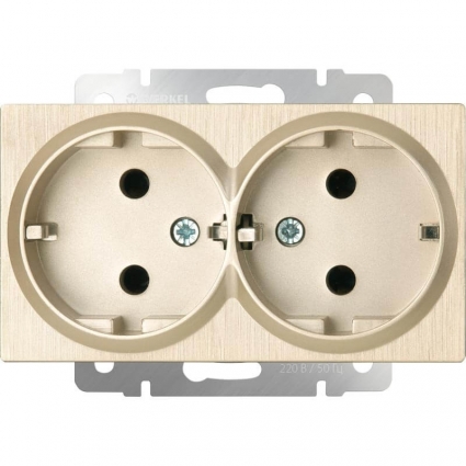 Розетка двойная Werkel шампань рифленый WL10-SKG-02-IP20 4690389131301 в современном стиле