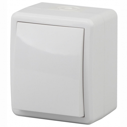 Выключатель одноклавишный ЭРА Эксперт 10AX 250V IP54 11-1401-01 в современном стиле, цвет белый
