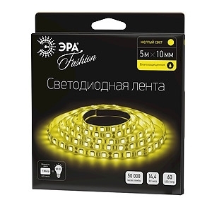 Светодиодная влагозащищенная лента ЭРА 14,4W/m 60LED/m 5050SMD желтый 5M LS5050-60LED-IP65-Y-5m, в современном стиле, цвет желтый
