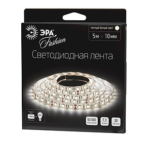 Светодиодная лента ЭРА 7,2W/m 30LED/m 5050SMD теплый белый 5M LS5050-30LED-IP20-WW-5m, в современном стиле, цвет белый