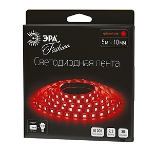 Светодиодная лента ЭРА 7,2W/m 30LED/m 5050SMD красный 5M LS5050-30LED-IP20-R-5m, в современном стиле, цвет красный