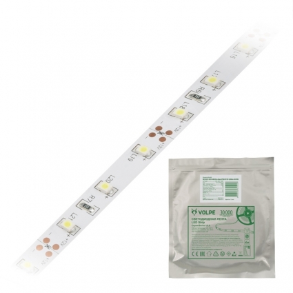 Светодиодная лента Volpe (UL-00000881) 4,8W/m 60LED/m 2835SMD теплый белый 5M ULS-Q321 2835-60LED/m-8mm-IP20-DC12V-4,8W/m-5M-WW, в современном стиле, цвет белый