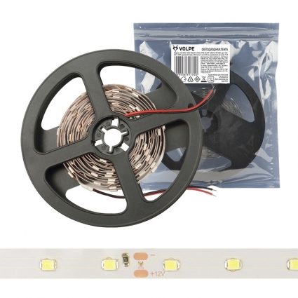 Светодиодная лента Volpe (UL-00002248) 4,8W/m 60LED/m 2835SMD теплый белый 3M ULS-Q921 2835-60LED/m-8mm-IP20-DC12V-4,8W/m-3M-WW, в современном стиле, цвет белый