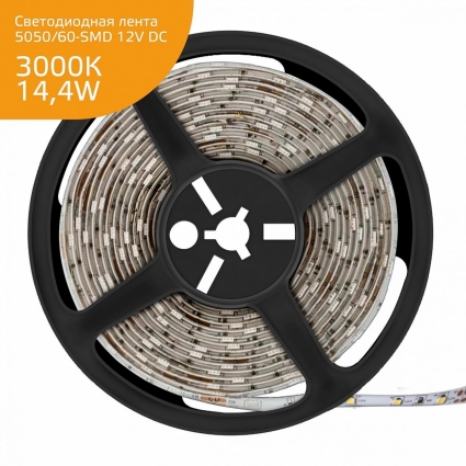 Светодиодная лента Gauss 14,4W/m 60LED/m 5050SMD теплый белый 5M 355000114, в современном стиле, цвет белый