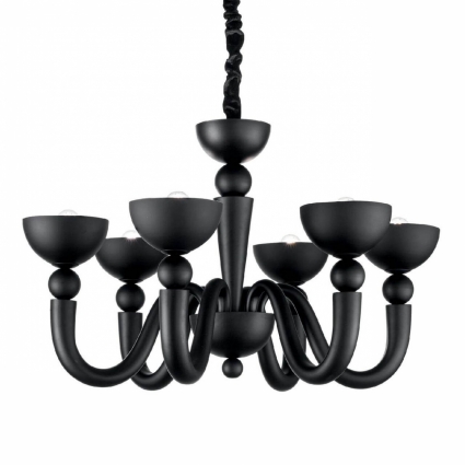 Подвесная люстра Ideal Lux Bon Bon SP6 Nero в стиле арт-деко, цвет черный