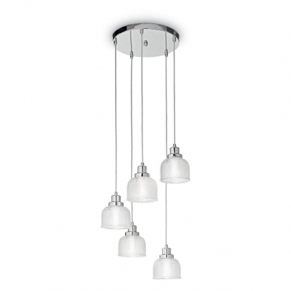 Подвесная люстра Ideal Lux Ruby SP5 Cromo в стиле ретро, цвет белый