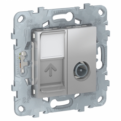 Розетка TV одиночная + RJ45 Schneider Electric Unica New NU547030 цвет серый